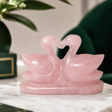 Rose Quartz Duck Pair (Heart Shape)
