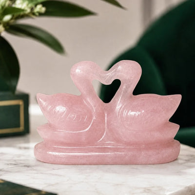 Rose Quartz Duck Pair (Heart Shape) in the Love Birds Diwali Set