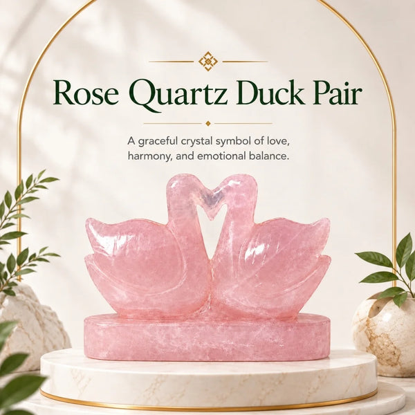 Rose Quartz Duck Pair (Heart Shape)