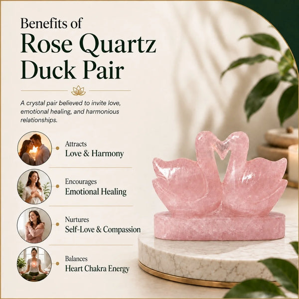 Rose Quartz Duck Pair (Heart Shape)