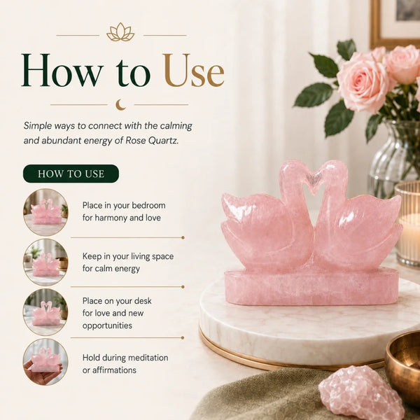 Rose Quartz Duck Pair (Heart Shape)