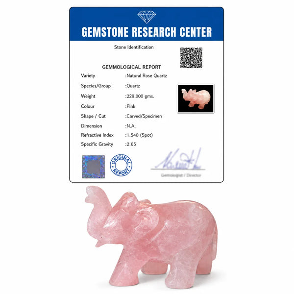 Rose Quartz Elephant – Natural Crystal Elephant Statue for Love, Calm & Good Fortune