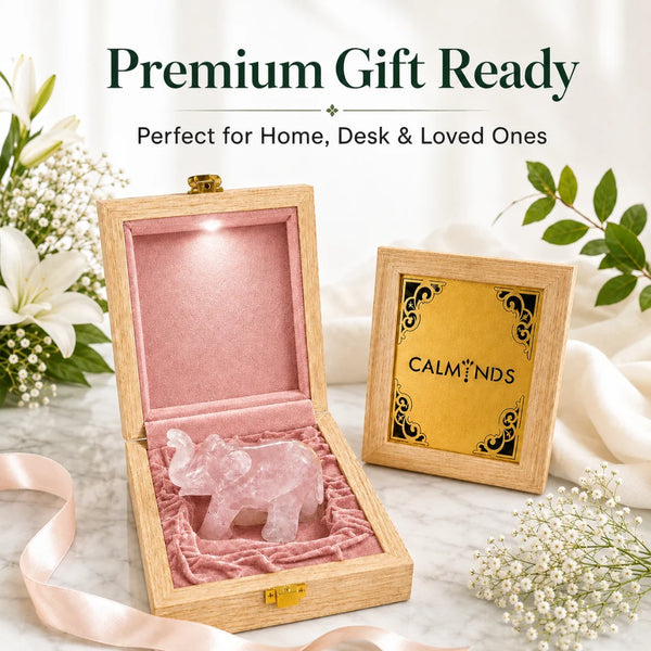 Rose Quartz Elephant – Natural Crystal Elephant Statue for Love, Calm & Good Fortune
