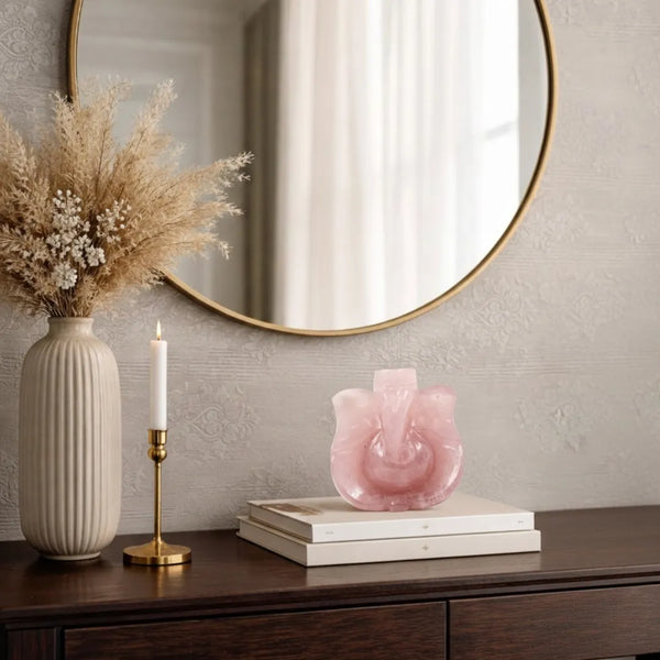 Rose Quartz Ganesha Idol | Love, Harmony & Divine Blessings