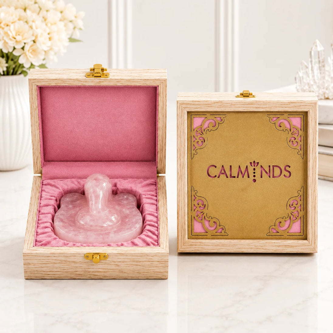 Certified Rose Quartz Ganesha Idol for love and harmony