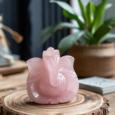 Rose Quartz Ganesha Idol | Love, Harmony & Divine Blessings