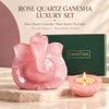 Rose quartz Ganesha luxury set with rose quartz tea light