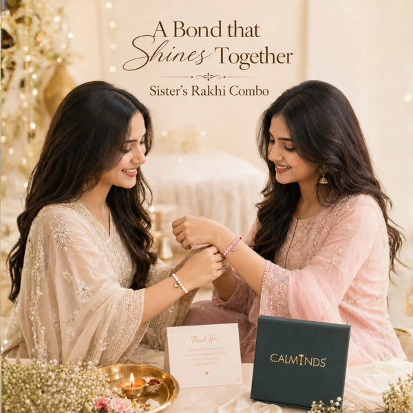Rose Quartz & Moonstone — Gentle Heart Lumba Rakhi for Bhabhi & Sister