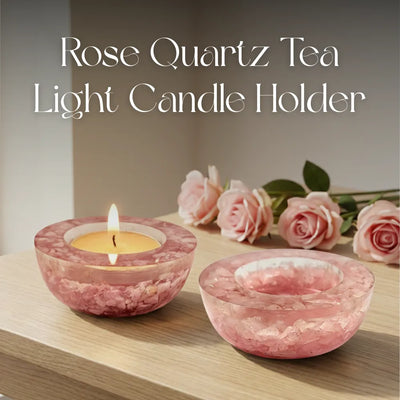 Rose Quartz Tea Light Candle Holder (Set of 2)