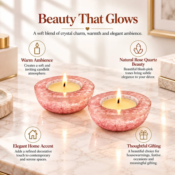 Rose Quartz Tea Light Candle Holder (Set of 2)
