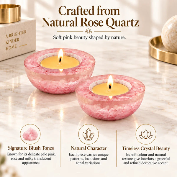 Rose Quartz Tea Light Candle Holder (Set of 2)