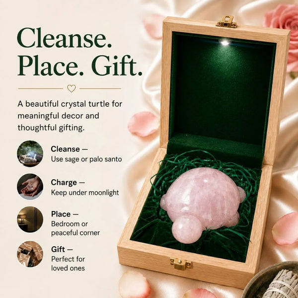 Rose Quartz Turtle – Natural Crystal Tortoise for Love, Calm & Stability