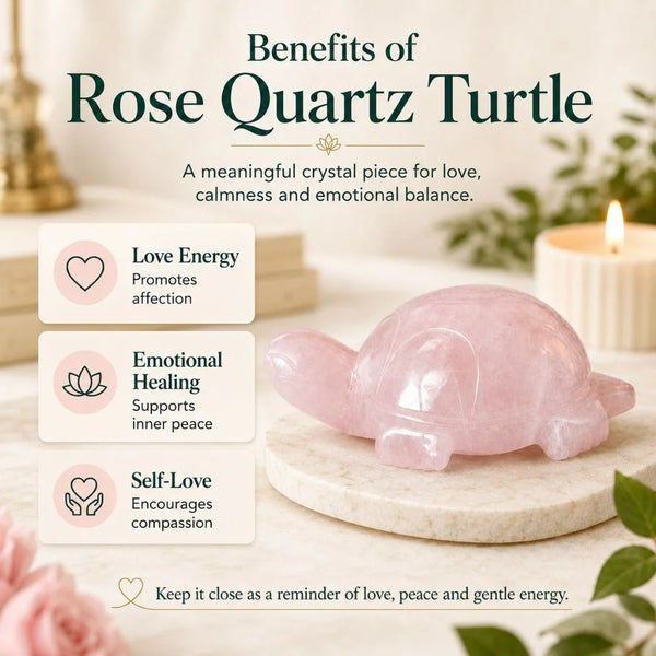 Rose Quartz Turtle – Natural Crystal Tortoise for Love, Calm & Stability