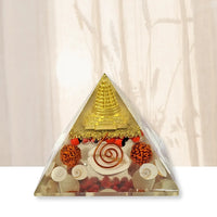 Rudraksha & Gomti Chakra Orgonite Pyramid