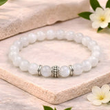 Selenite Crystal Bracelet for Energy Cleansing, Anxiety & Protection - (8mm)