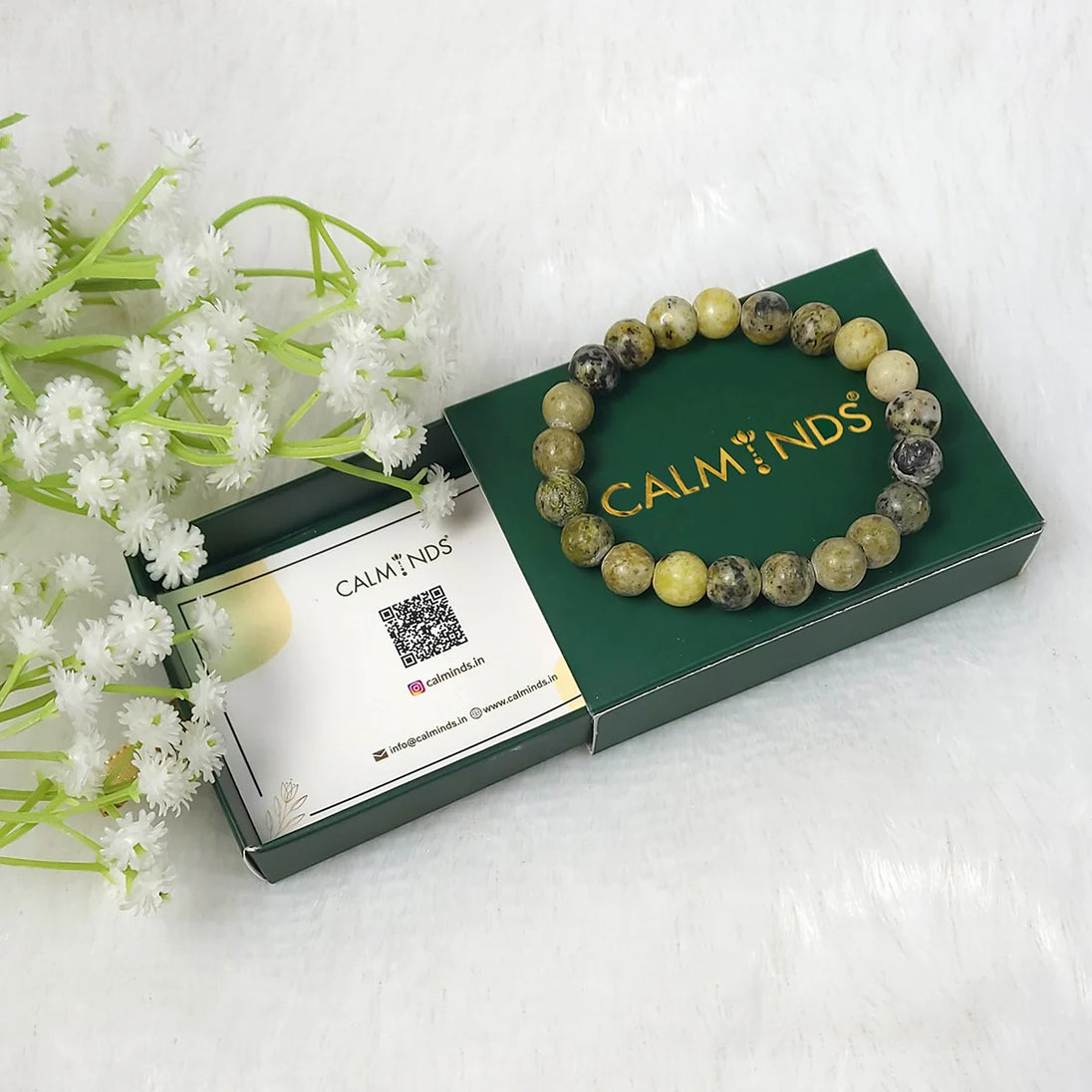 Natural Serpentine Crystal Bracelet with Calminds Premium Packaging