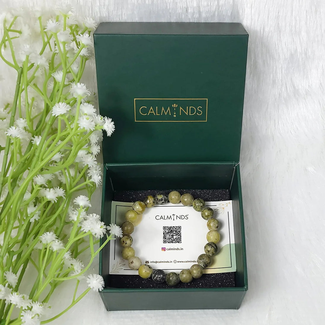 Serpentine Healing Crystal Bracelet in Premium Calminds Gift Box