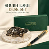 Shubh Labh desk set with pyrite turtle and pyrite ball pen