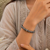 Calminds Silver Hematite Crystal Bracelet close-up showing faceted beads