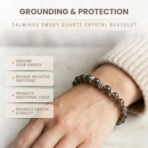 Smoky Quartz Crystal Bracelet for Anxiety, Grounding & Protection - (8mm)
