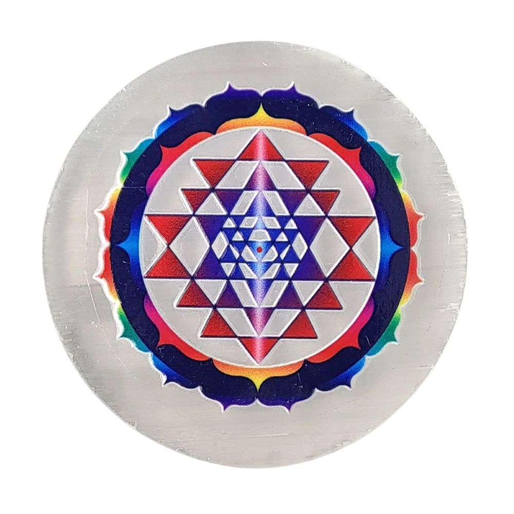 colorful sri yantra design on a white background
