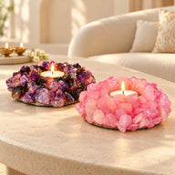 Amethyst and Rose Quartz Tea Light Combo