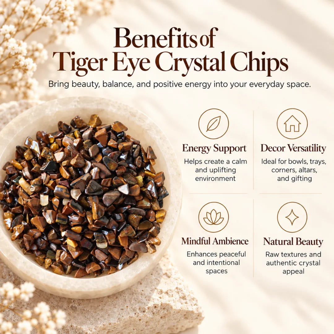 Tiger eye crystal chips in a pack