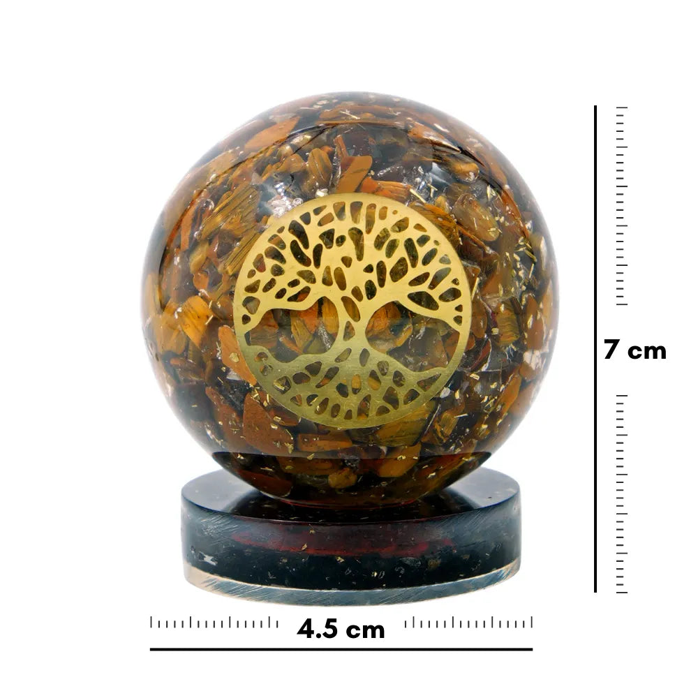 Decorative sphere with tree of life design on a white background