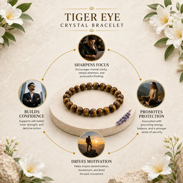 Tiger Eye Crystal Bracelet for Courage & Confidence (8mm)