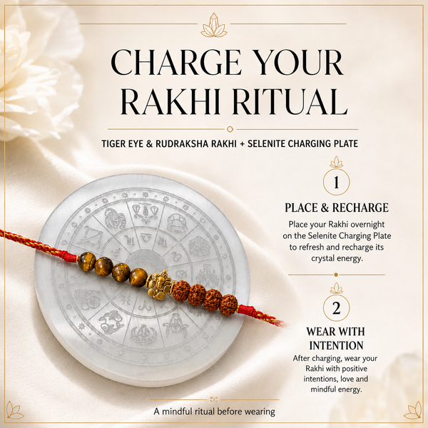 Tiger Eye & Rudraksha Rakhi for Brother | Natural Reiki-Infused Rakhi