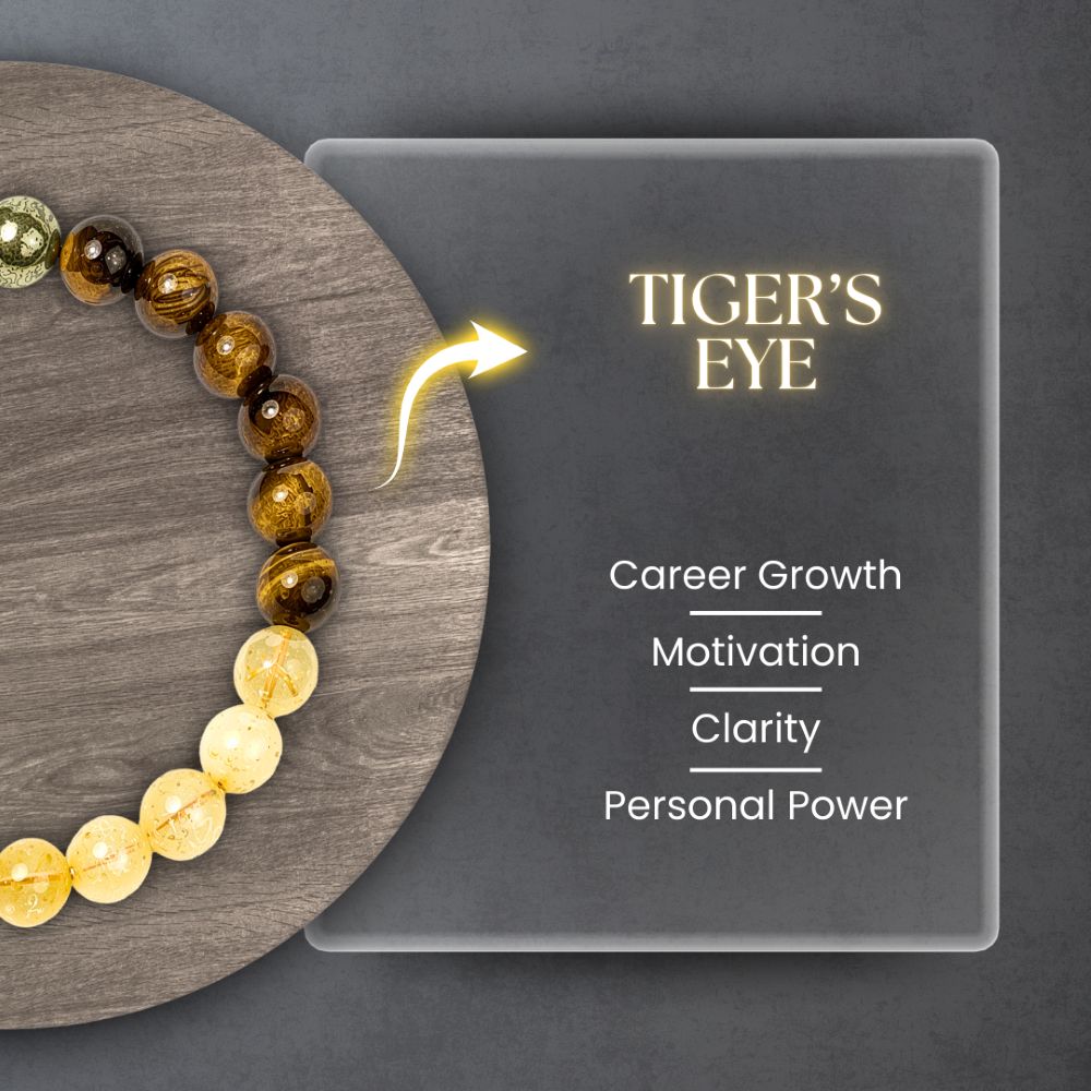 Tiger’s Eye crystal associated with career growth, motivation, clarity, and personal power