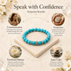 Turquoise Crystal Bracelet with leaf charm for calm and protection