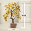 Decorative tree with yellow stones, shown with measurements on a neutral background