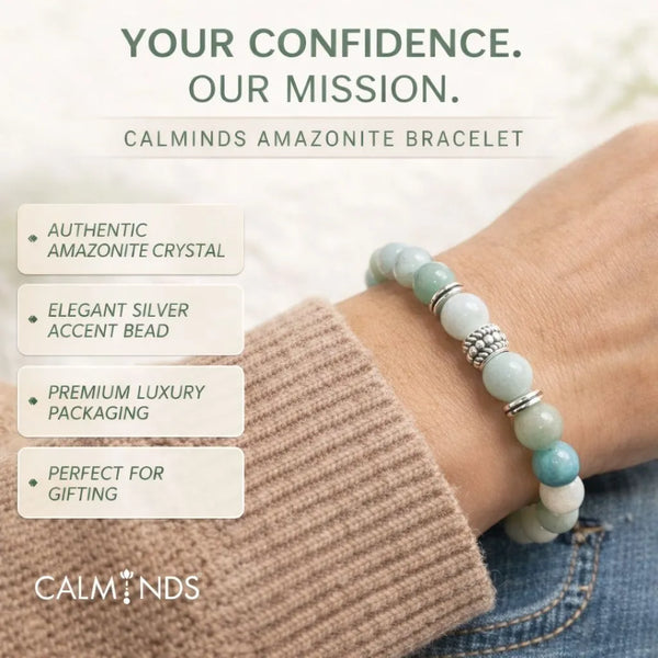 Amazonite Crystal Bracelet for Anxiety, Stress & Confidence - (8mm)