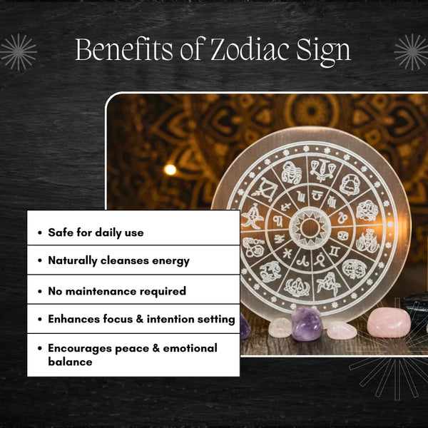 Zodiac Sign Selenite Charging Plate