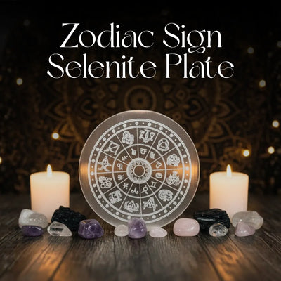 Zodiac Sign Selenite Charging Plate